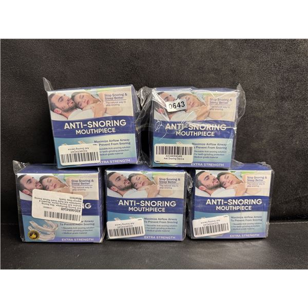 5 Sealed Boxes of Custom Shapeable Anti-Snoring Mouth Guards - New