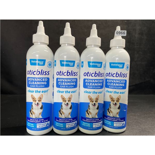 4 VetiniqueLabs OticBliss Advanced Cleaning Ear Flush for Cats/Dogs (237ml) Routine Ear Care - New