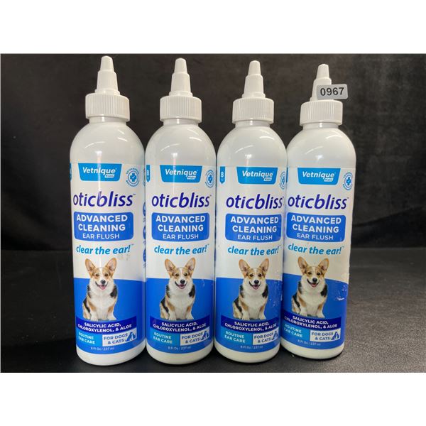 4 VetiniqueLabs OticBliss Advanced Cleaning Ear Flush for Cats/Dogs (237ml) Routine Ear Care - New