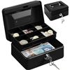 Image 1 : Metal Cash Box/Locking Money Storage Box with 2 Keys - 6-Inch Size (Black) New Sealed