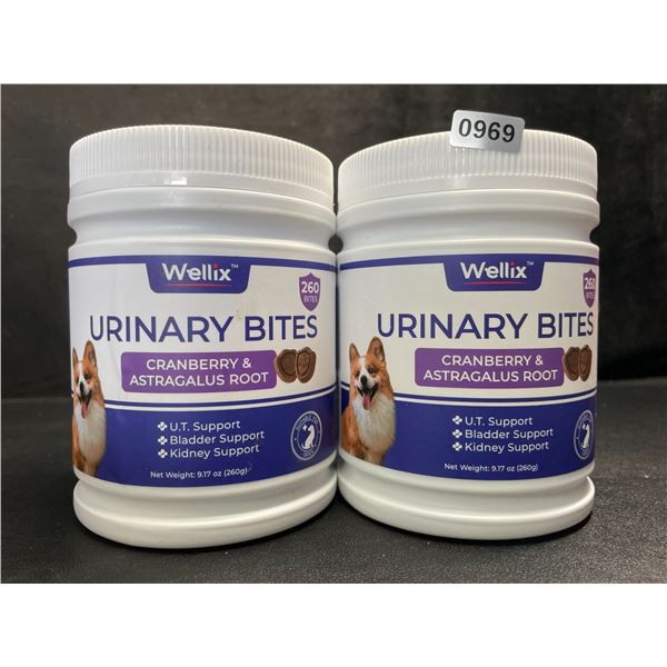2 Tubs of Wellix Urinary Bites for Dogs (260g) U.T/Bladder/Kidney Support Supplements - New