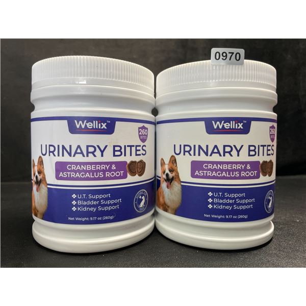 2 Tubs of Wellix Urinary Bites for Dogs (260g) U.T/Bladder/Kidney Support Supplements - New