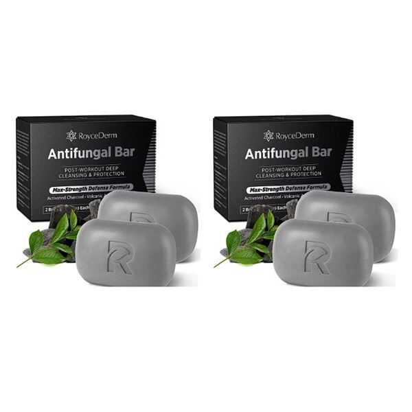 2 Boxes (4 Bars) RoyceDerm Antifungal Bars (116g) Max Strength Post-Workout/Deep Cleansing - New