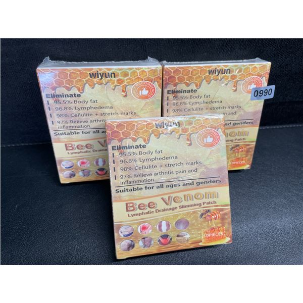 3 Boxes of Bee Venom Lymphatic Drainage Slimming Patches (10PCS Each) - New Sealed