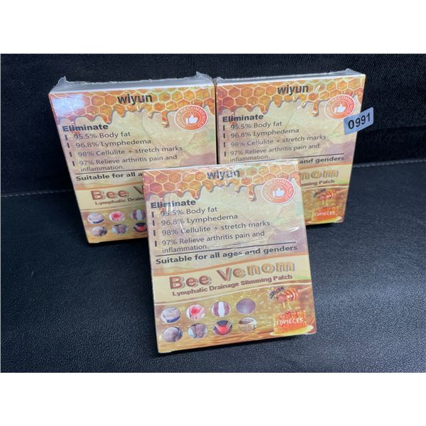 3 Boxes of Bee Venom Lymphatic Drainage Slimming Patches (10PCS Each) - New Sealed
