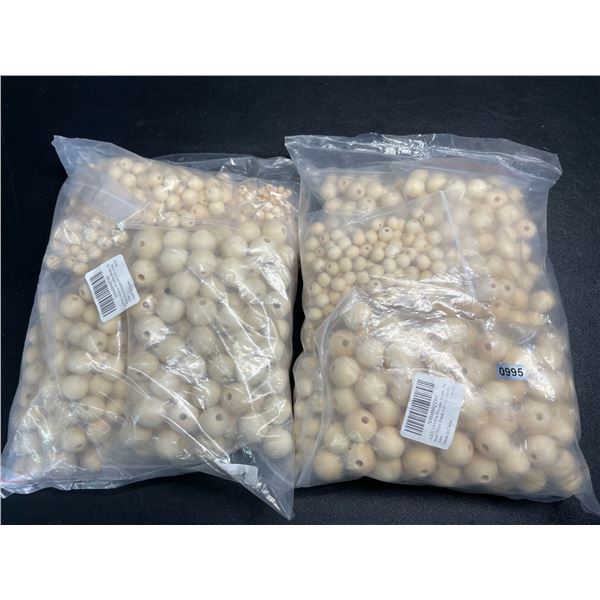 2 Packs (1000pcs Each) Wooden Beads for DIY Crafts - Natural Wood Beads - New