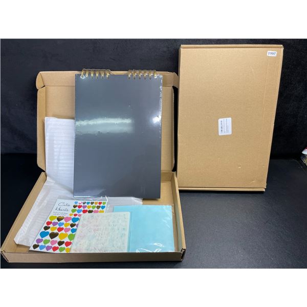 Lot of 2 Scrapbook Sets; 80-Page Scrapbooks with Stickers/Stencils - New