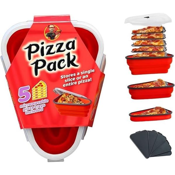 Lot of 2 Collapsible Pizza Pack Reusable Pizza Storage Containers; Can Fit Entire Pizza!! - New