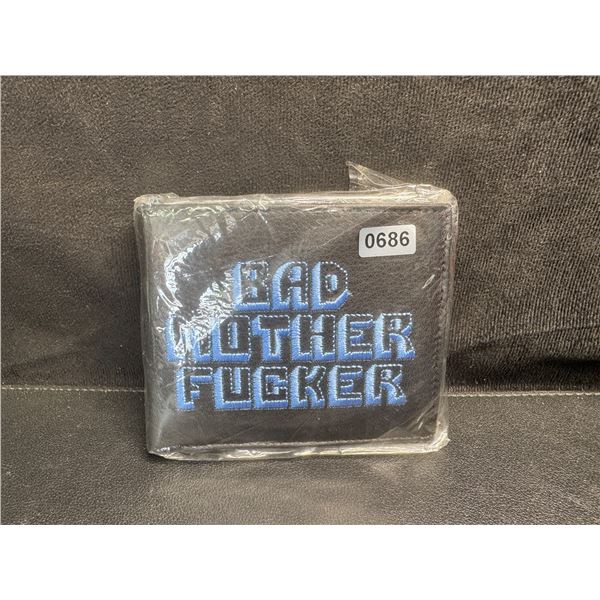 Pulp Fiction Bad Mother Fucker Leather Bifold Letter Printed Wallet - Blue - Brand New