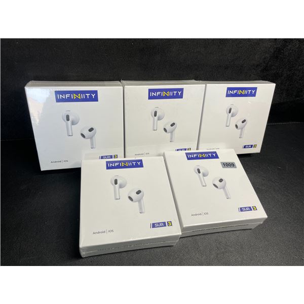 5 Pairs of Infinity SUR 3 Bluetooth Earbuds/Headphones - HiFi Sound/Comfortable Fit - New Sealed