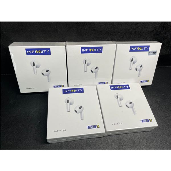 5 Pairs of Infinity SUR 3 Bluetooth Earbuds/Headphones - HiFi Sound/Comfortable Fit - New Sealed