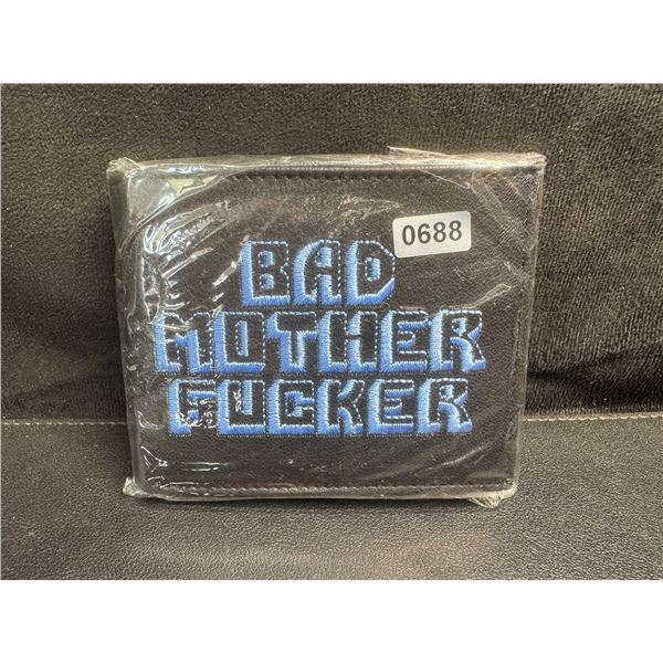 Pulp Fiction Bad Mother Fucker Leather Bifold Letter Printed Wallet - Blue - Brand New