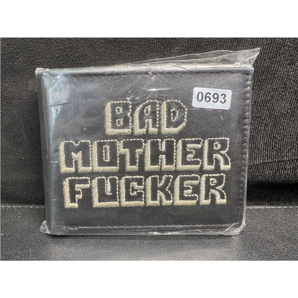 Pulp Fiction Bad Mother Fucker Leather Bifold Letter Printed Wallet - Grey - Brand New