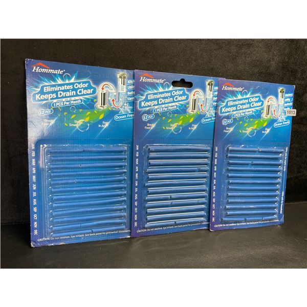 3 Packs Hommate Drain Cleaner Sticks/Odor Eliminator Sticks (12pcs) Ocean Scent - New