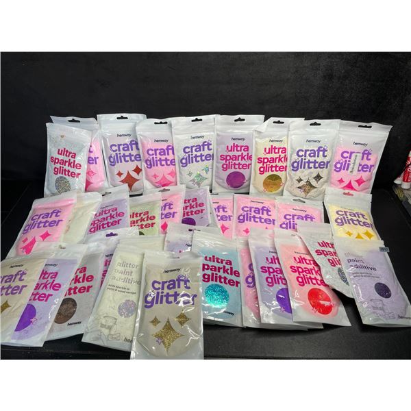 36 Packs of Hemway Premium Craft Glitters - Assorted Colours/Types; Great for Crafters/DIY! NEW