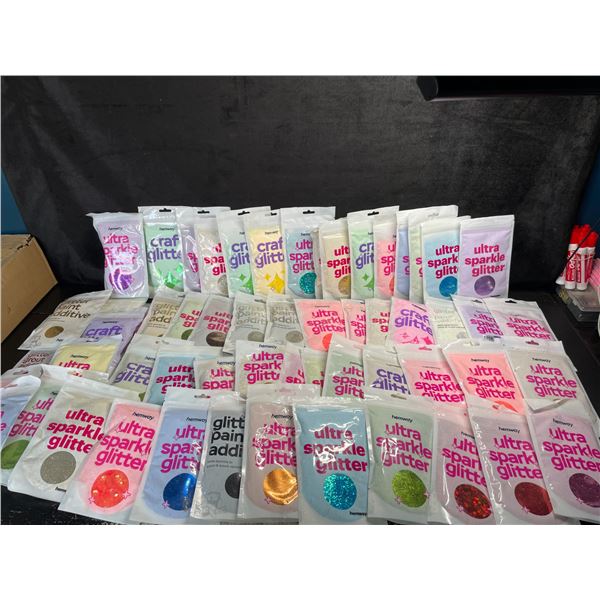 56 Packs of Hemway Premium Craft Glitters - Assorted Colours/Types; Great for Crafters/DIY! NEW