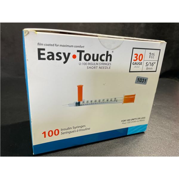 1 Box (100PCS) Easy Touch U-100 Insulin Syringes for 100 Units or Less; 30 Gauge, 1mL CC, 5/16" New