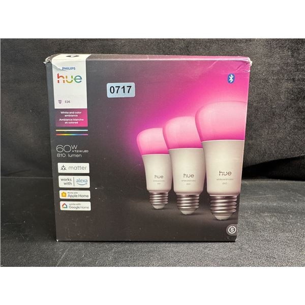 3-Pack of Phillips Hue 60W White and Colour Smart Bulbs - New DMG Box