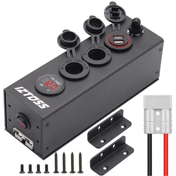 Iztoss Multi-Functional 3-in-1 Power Supply Box with Voltmeter, 12V Socket, & USB-C Port - New