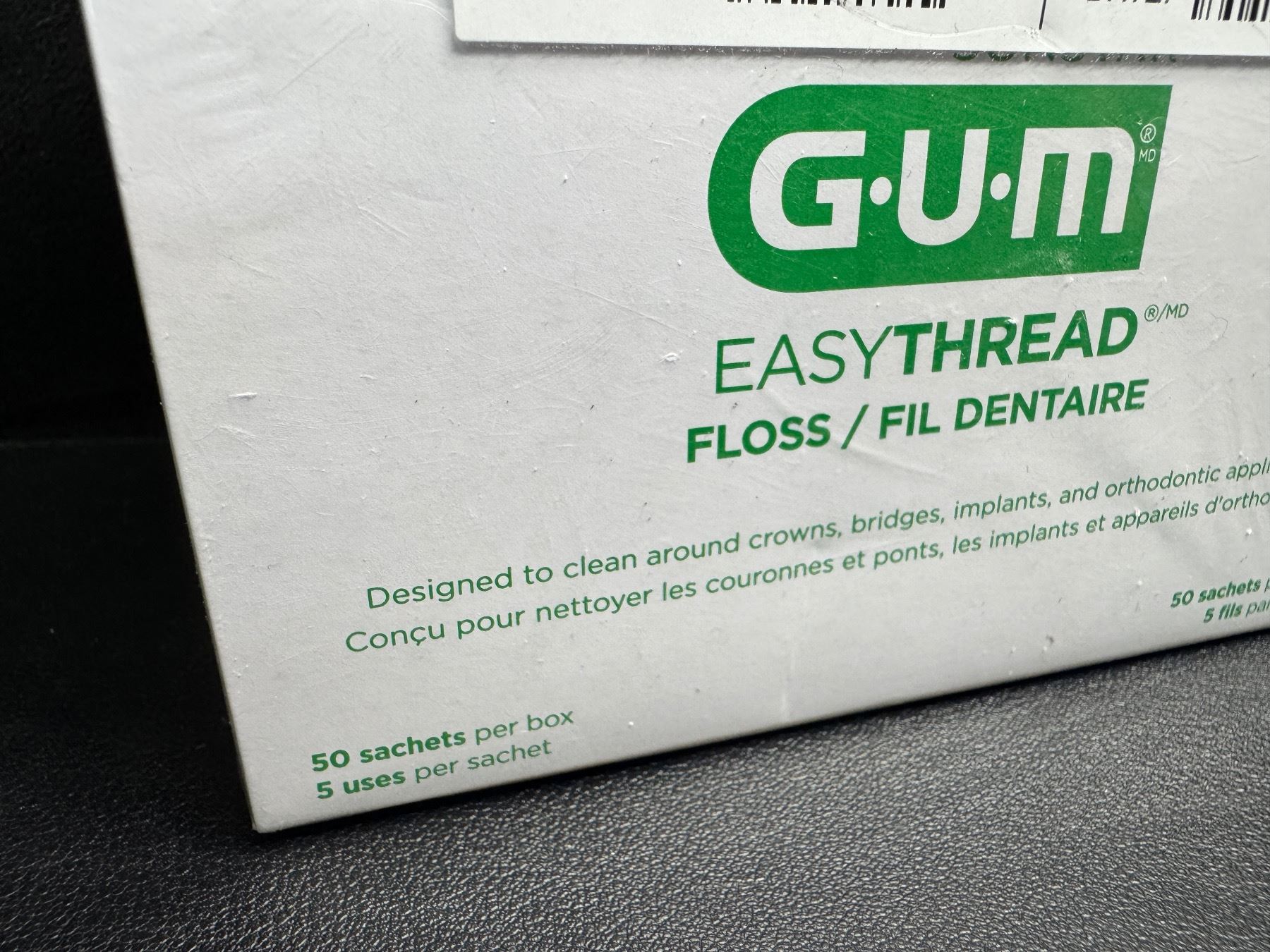 2 Boxes of 50x5 Sachets of GUM Easy Thread Floss Pro Paks - New