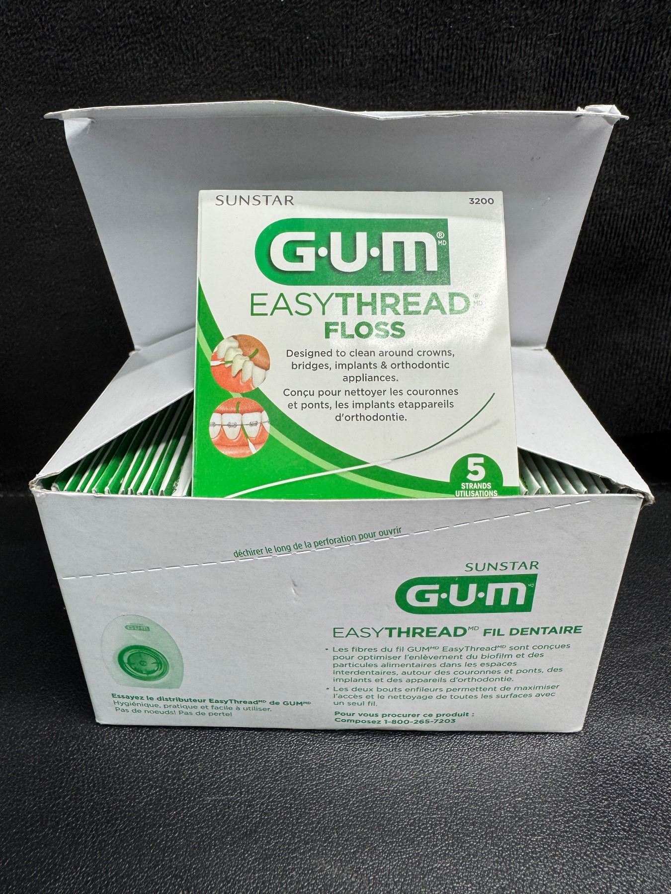2 Boxes of 50x5 Sachets of GUM Easy Thread Floss Pro Paks - New