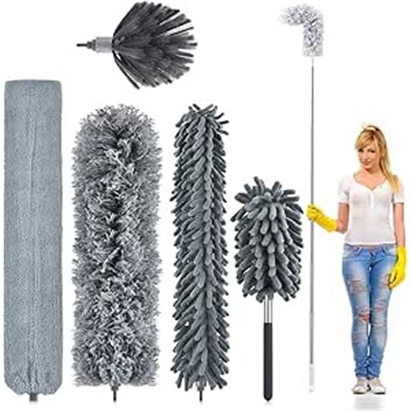 6PC Telescoping Microfiber Duster Kit with Extension Pole (Extends from 30"-100") - New!