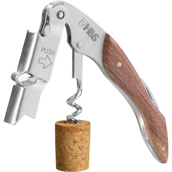 2 H and S Butlers Friend Wine Cork Screw Bottle Opener with Scoring Blade - New