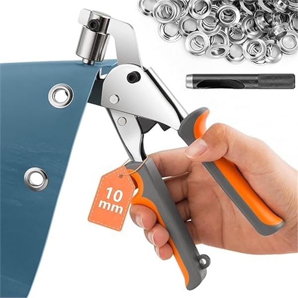 Grommet Tool Kit; Handheld Puncher Plier Tool with 500pcs Silver Grommets - Brand New!