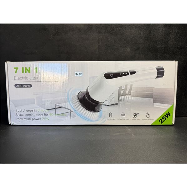 7 IN 1 Electric Rechargeable Spin Scrubber with Fast Charge and Accessories - New