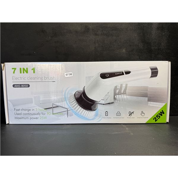 7 IN 1 Electric Rechargeable Spin Scrubber with Fast Charge and Accessories - New