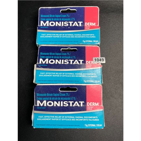 3 Boxes of Monistat Derm External Vaginal Cream (15g) For Feminine Care - New (Exp: 2027/05)