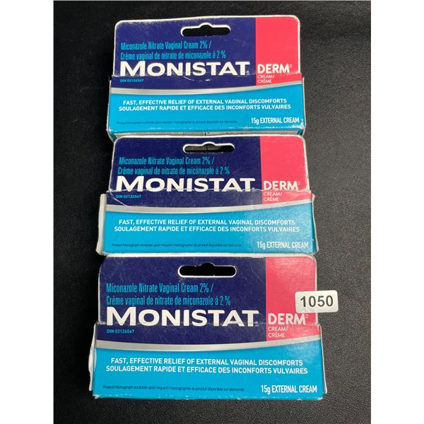 3 Boxes of Monistat Derm External Vaginal Cream (15g) For Feminine Care - New (Exp: 2027/05)