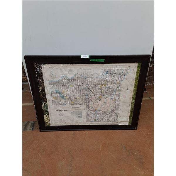 * Wood Framed Picture Covered by Corman Park Township Map - 35" x 45" - Pickup Only