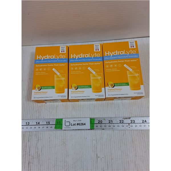 (3) 12 Packets of Tropical HydraLyte Electrolyte Granules