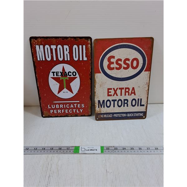 Motor Oil Texaco and Esso Extra Motor Oil Decorative Collectables - 12x8"