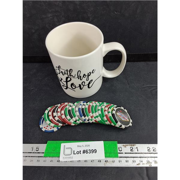 Poker Chips, Faith, Hope and Love Ceramic Mug