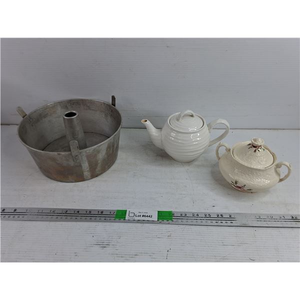Bundt Pan, Ceramic Tea Pot, Princess Crescent Sugar Dish