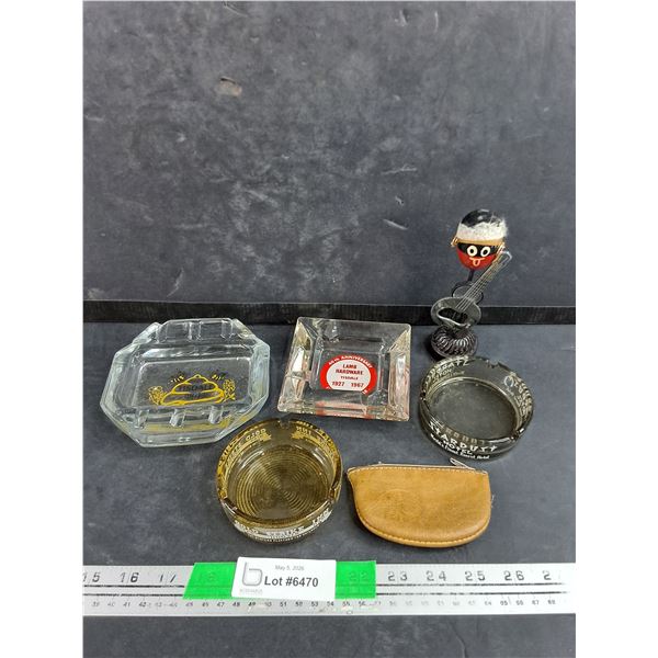 Glass Ashtrays, Coin Wallet, Bottle Opener w/Magnetic Holder