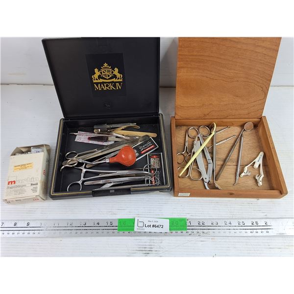 Cigar Boxes, Medical Tongs, Sterile Surgical Blades, Scissors, Misc