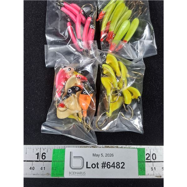 (4) Pkgs. of Fishing Hooks-Swimmers and Jigs-Custom Made-Glo in the Dark