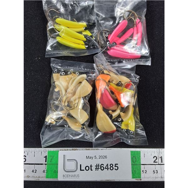 (4) Pkgs. of Fishing Hooks-Swimmers and Jigs-Custom Made-Glo in the Dark