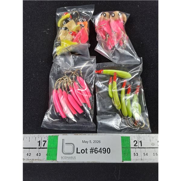 (4) Pkgs. of Fishing Hooks-Swimmers and Jigs-Custom Made-Glo in the Dark