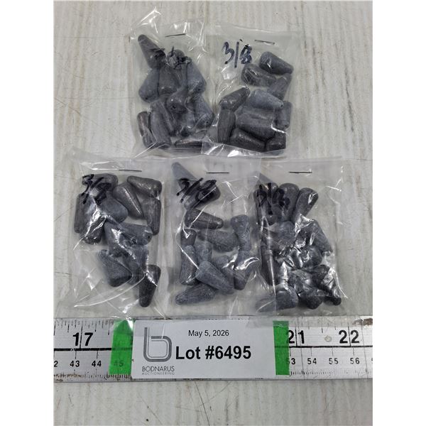 (5) Pkgs. of Lead Fishing Weights- 3/8 oz.