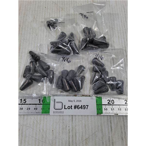 (5) Pkgs. of Lead Fishing Weights- 7/16 oz.