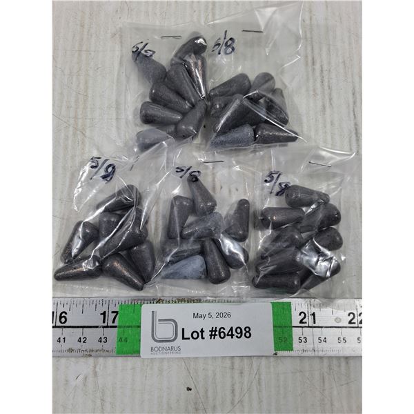 (5) Pkgs. of Lead Fishing Weights- 5/8 oz.