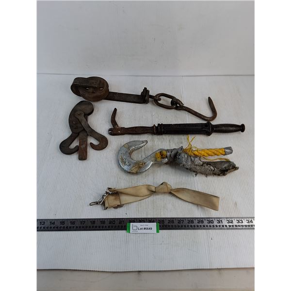 Vintage Beam Hooks, Tow Hook, Nail Puller, Misc