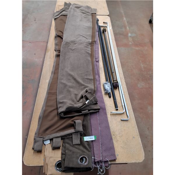 (5) Assorted Drapery Panels - Longest 82", (4) Assorted Drapery Rods - Longest 53" - CANNOT SHIP