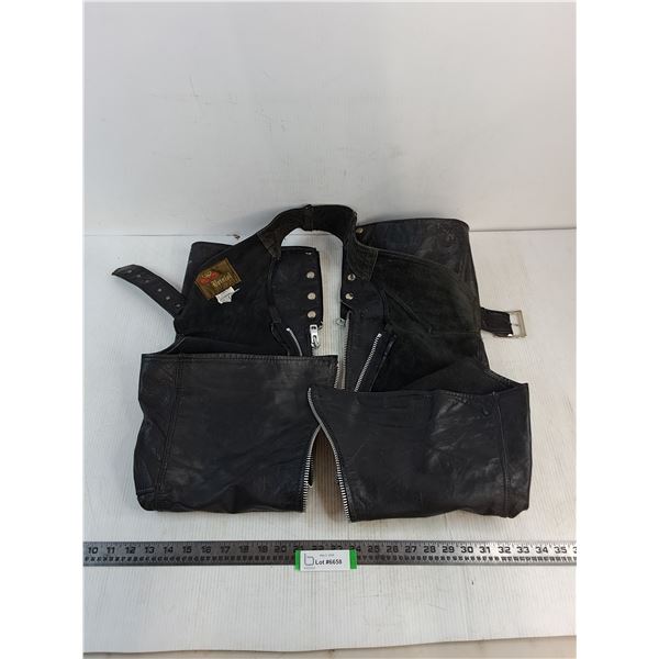 Bristol Faux Leather Motorcycle Chaps - Size Small