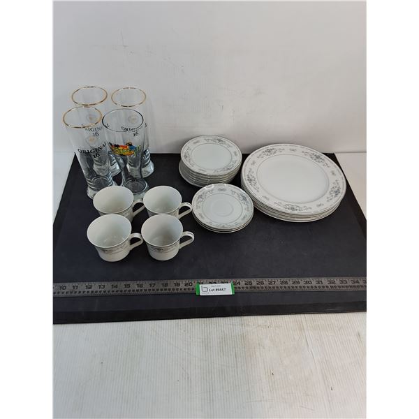 Set of "Diane" Fine China from Japan, (4) Beer Glasses -PICK UP ONLY