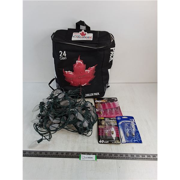 Molson Canadian Insulated Cooler Backpack, String Lights - Most Work, Replacement Bulbs